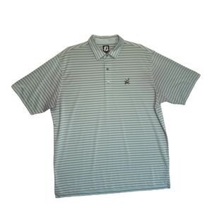 FOOTJOY MENS GOLF POLO 2XL EMBROIDERED BLUE STRIPED PERFORMANCE STRETCH FJ